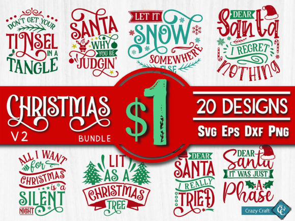 Colorful Funny Christmas Bundle Graphics for Crafts