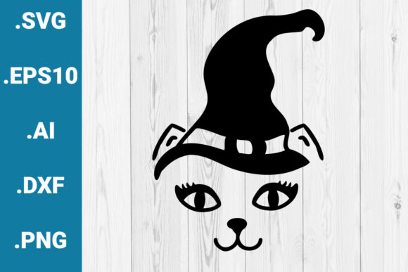 Halloween Funny Cat Witch SVG for Graphics and Crafts